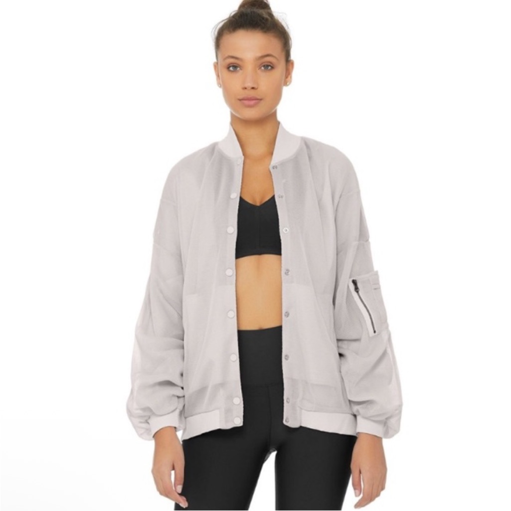 Alo Yoga Field Mesh Jacket Full Zip Dove Grey Large